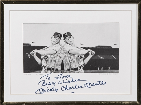 Mickey Mantle Signed "Mickey Charles Mantle" "SWITCH" Drawing In 9.5 x 12.5 Frame LE 7/1000 (Beckett)